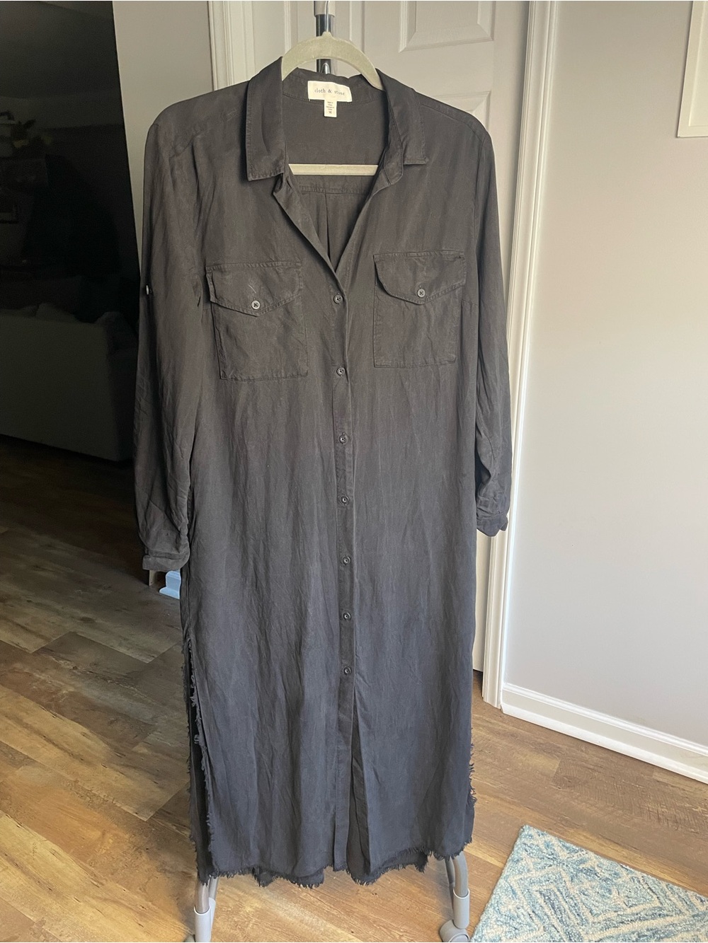 cloth & stone Button-Front Maxi Shirt Dress